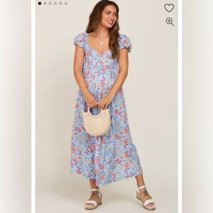 Floral Blue Maxi Dress (Maternity)